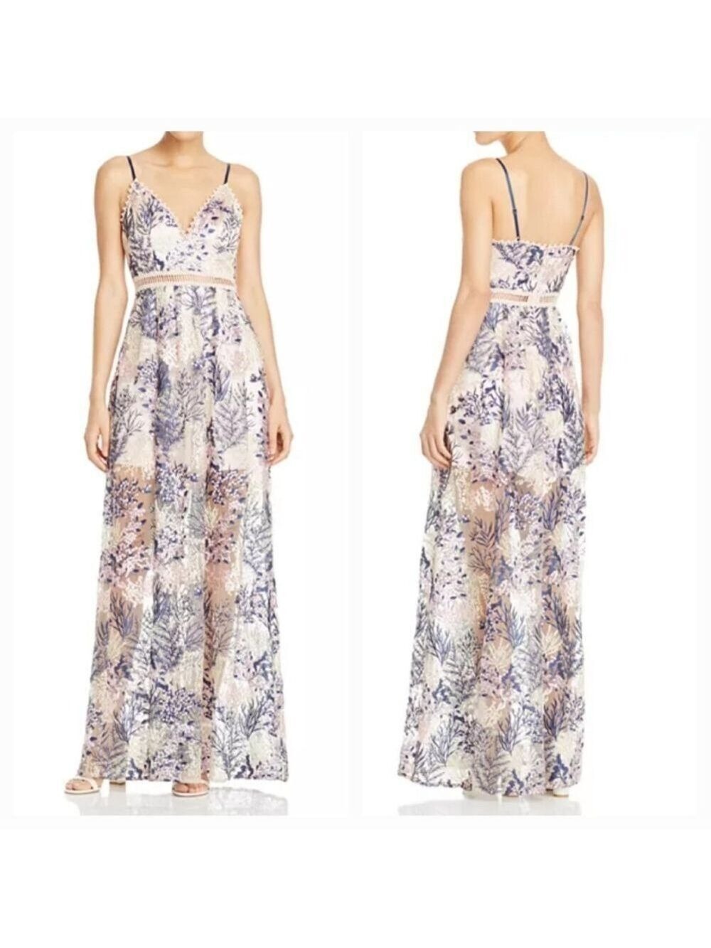 Aqua Embellished Floral Maxi Dress, Size XS